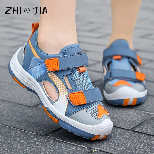 Summer Children's Baotou Sandals Mesh Hollow Breathable Casual Shoes Outdoor Mountaineering Tourism Lightweight Non Slip Sneaker