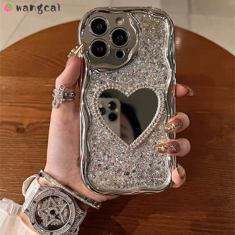 For Huawei Pura 70 P60 P50 P40 P30 Pro Lite Y9S Y9 Prime Mate 60 Pro Plus 50e 40 30 Pro Phone Cover Wave Make up Mirror  Cover