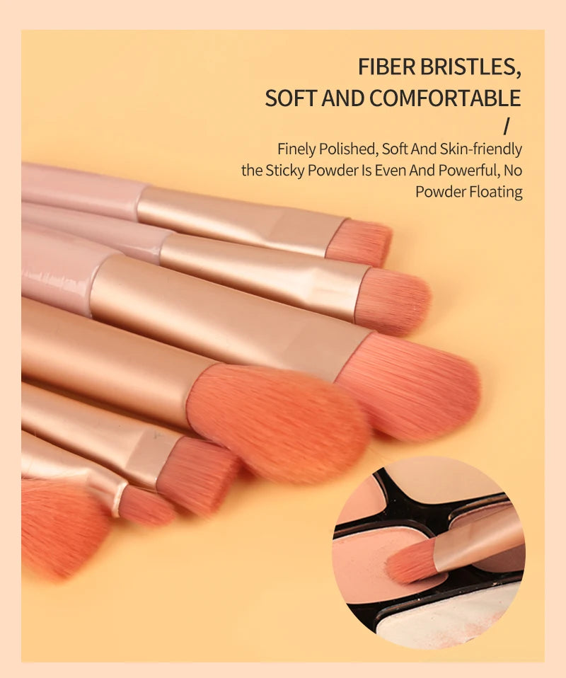 8PCS Soft Makeup Brushes Set Portable Eye Shadow Foundation Women Cosmetic Brushes Powder Blush Beauty Make Up Brush Beauty Tool