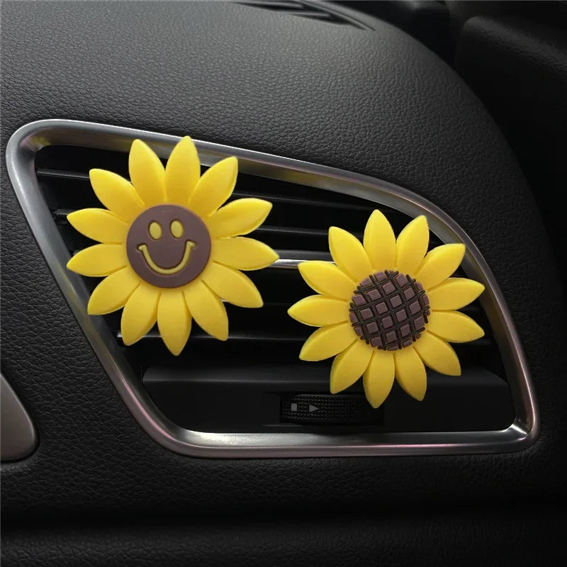 Car Fashion Multiflora Sunflower Car Air Outlet Fragrant Perfume Clip Air Freshener Diffuser