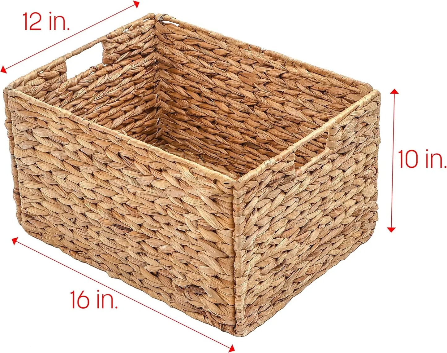 Large Foldable Rectangle Woven Wicker Basket Bins for Storage (Set of 4) The Baskets Fold Flat for Easy Storage