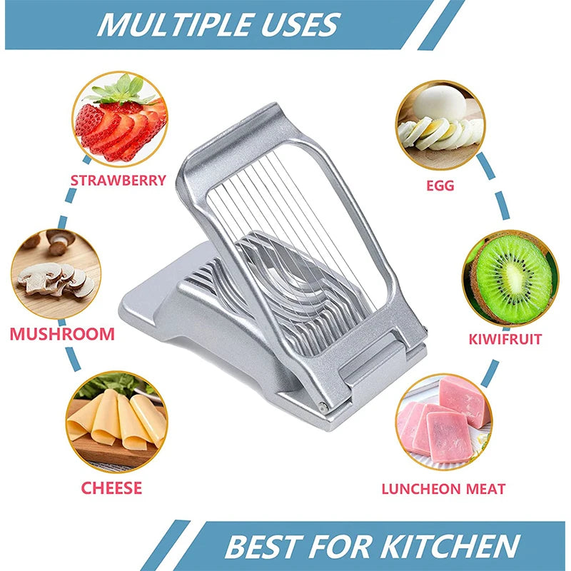 LMETJMA Egg Slicer for Hard Boiled Eggs Stainless Steel Wire Egg Slicer Dicer Cutter Kitchen Strawberry Mushroom Slicer JT188