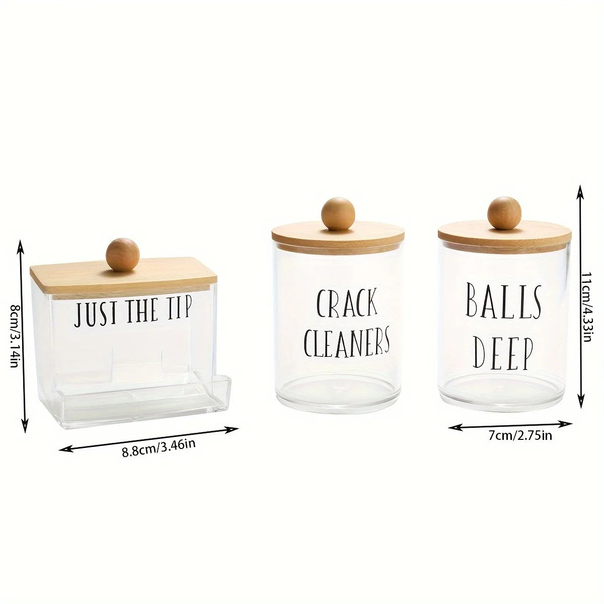 3pcs/set cotton swab Holder and Cotton Round Pad Dispenser with Bamboo Lid Clear Acrylic Containers for Cotton Swab/ball