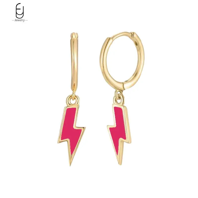 925 Sterling Silver Needle Vintage Gold Earrings for women Fashion Lightning Pendant Hoop Earrings Wedding High Luxury Jewelry