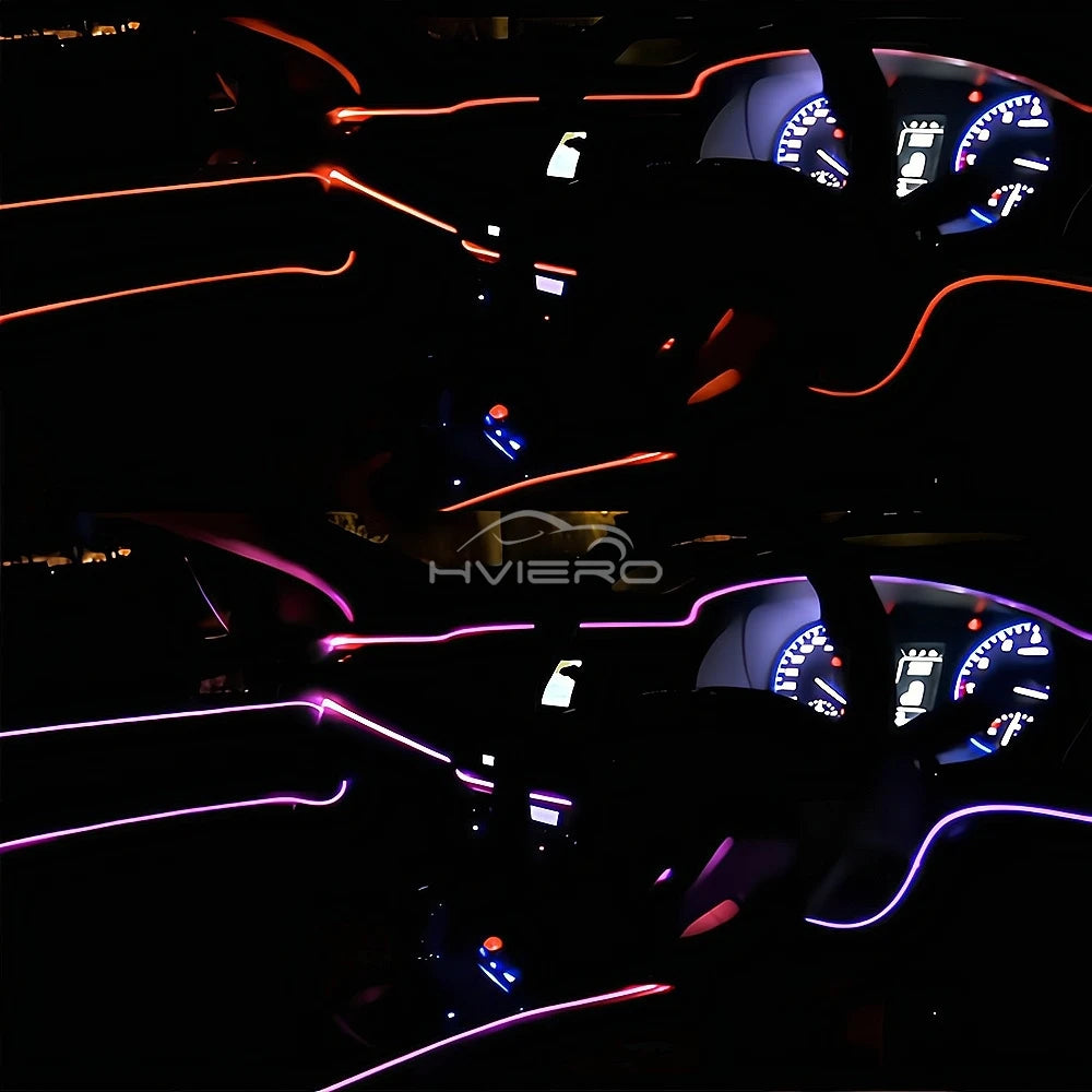 5M Universal Car Interior Lighting white LED Strip Decoration Garl and Wire Rope Tube Line Flexible Neon Lights with USB Drive