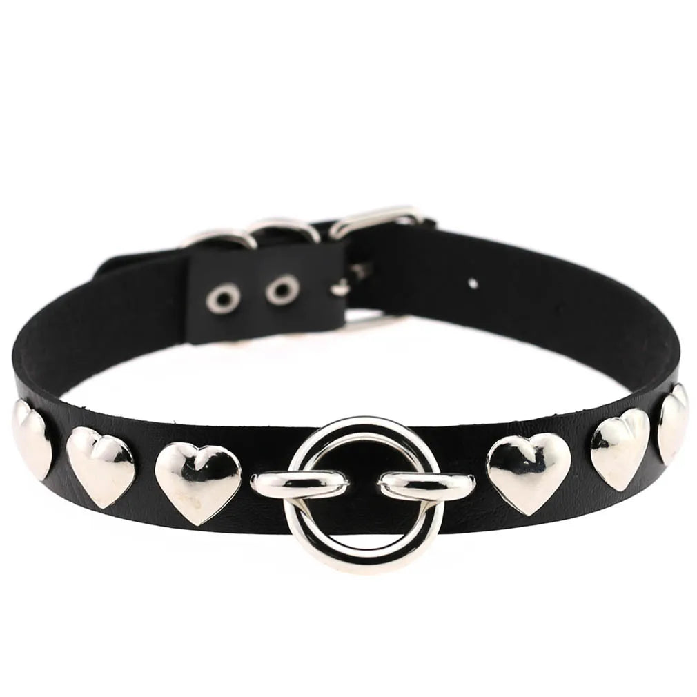 Spike Punk Choker Collar For Girl Goth Heart Pendant Necklace Emo Neck Strap Cosplay Chocker Gothic Accessories