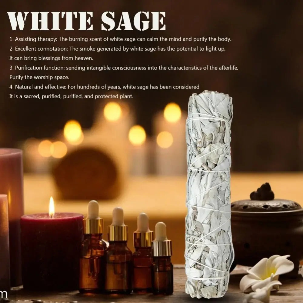 10cm White Sage Bundle California Smudge Stick Wand for Spiritual Incense Sticks Burning Aromatherapy Energy Cleansing Bundles