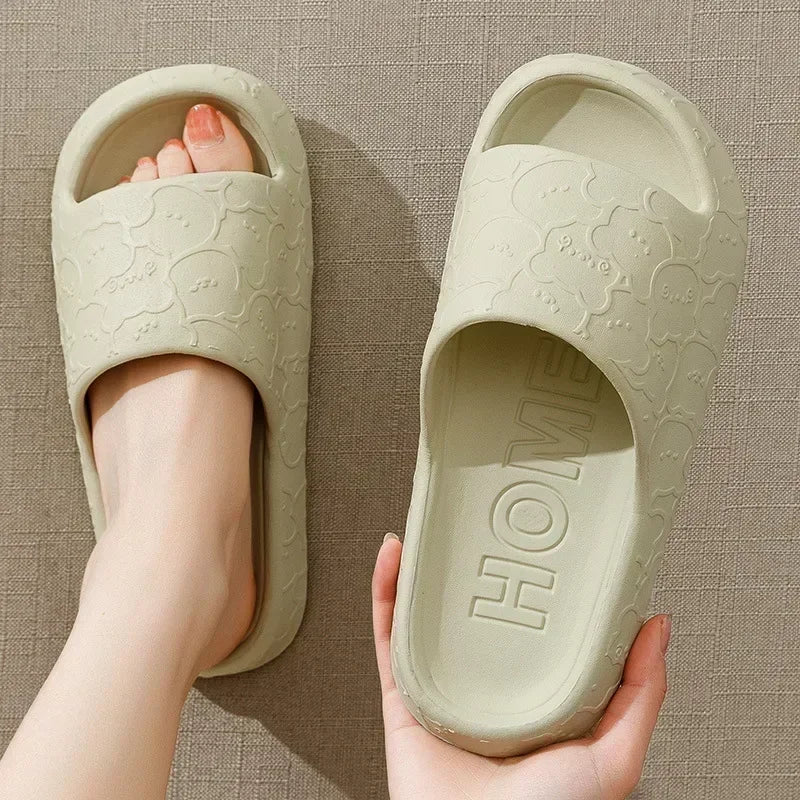 Women Soft Sole House Slippers 2024 Summer Beach Thick Platform Slipper Sandals Women Korean Eva Slippers Couple Home Flip Flop