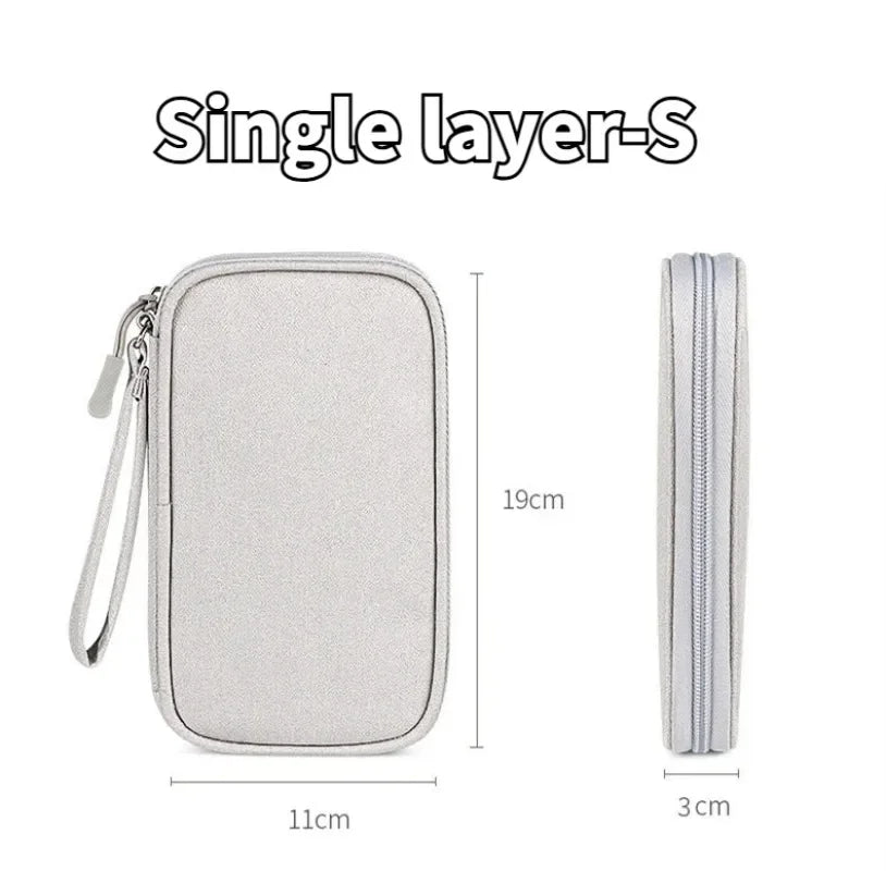 Gray Digital Storage Bag USB Data Cable Organizer Earphone Wire Bag Pen Power Bank Travel Kit Case Pouch Electronics Accessories