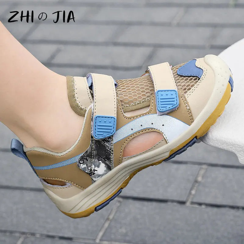 Summer Children's Baotou Sandals Mesh Hollow Breathable Casual Shoes Outdoor Mountaineering Tourism Lightweight Non Slip Sneaker