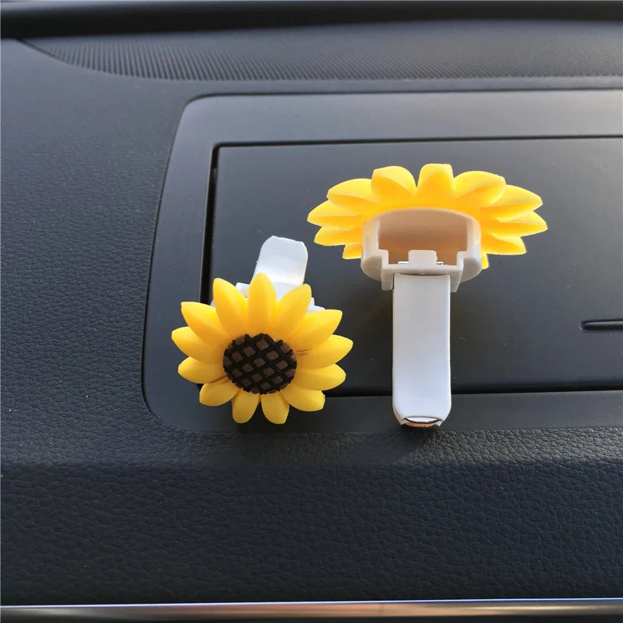 Car Fashion Multiflora Sunflower Car Air Outlet Fragrant Perfume Clip Air Freshener Diffuser