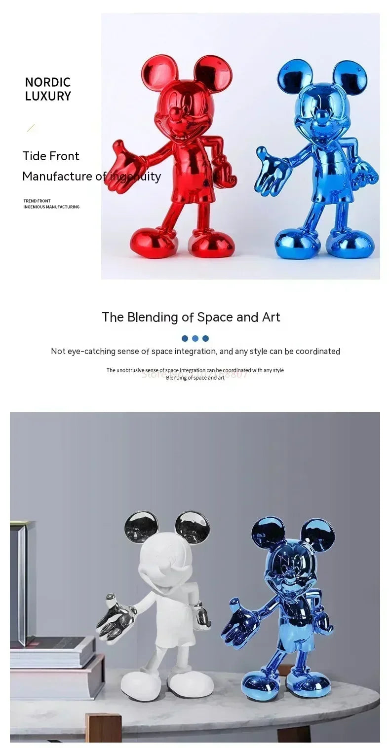 Disney Mickey Mouse Figure 20/29cm Resin Welcome Posture Action Figurines Anime Cartoon Mickey Model Statue Kids Ornament Gift