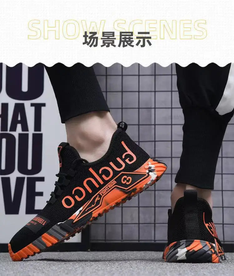 Men's mesh breathable lightweight casual sports shoes summer soft sole running shoes outdoor walking shoes fashion youth sneaker