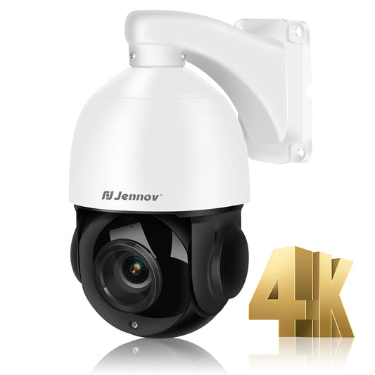 Jennov 4K 8MP 30X Zoom PoE Security Camera PTZ Auto Tracking Outdoor 2-Way Audio