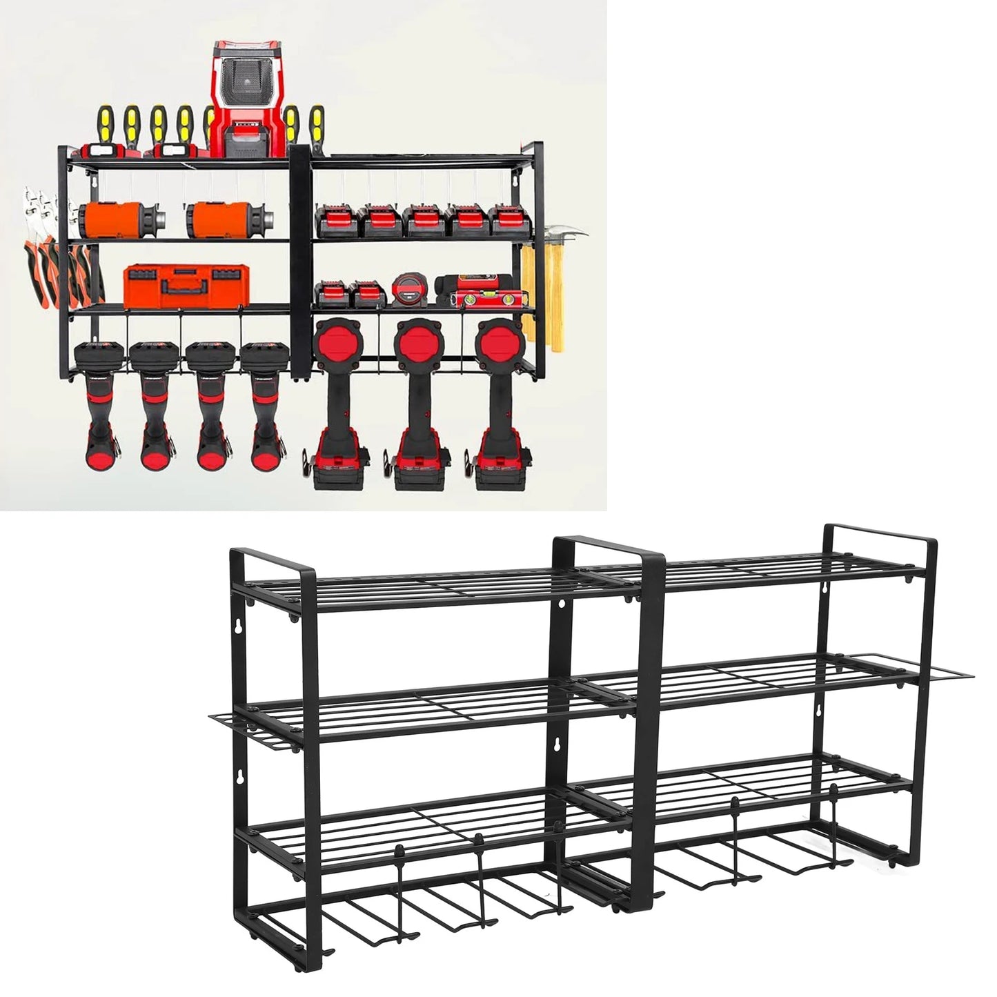 Power Tool Organizer Wall Mount 4 Layer Garage Storage Rack for Drill Screwdriver Power Tool Storage Rack Garage Tool Organizer