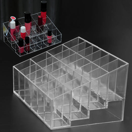 24 Grids Lipstick Holder Display Rack Case Cosmetic Nail Polish Make Up Organiser Box Large Size Acrylic Makeup Organizer