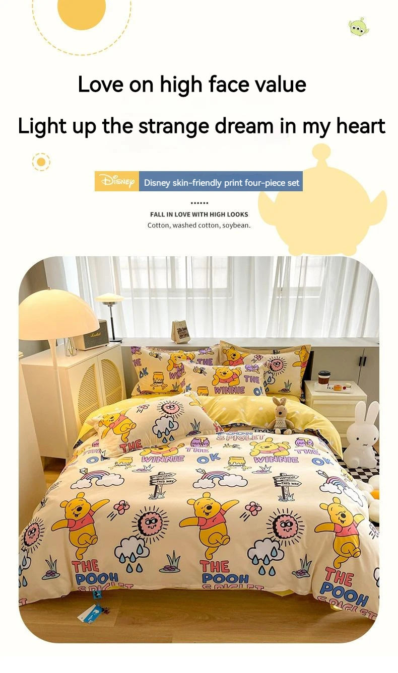 Disney Mickey Minnie Lotso Bedding Set Duvet Cover Bed Sheet Pillowcase Bedsheet Double Single King Queen Twin Size Home Textile