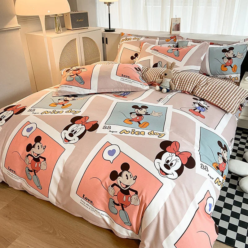 Disney Mickey Minnie Lotso Bedding Set Duvet Cover Bed Sheet Pillowcase Bedsheet Double Single King Queen Twin Size Home Textile