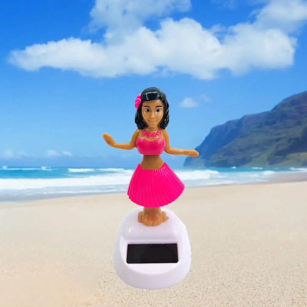 Solar Powered Dancing Toys Hawaii Girl Shaking Head Girl Doll Portable Bobblehead Ornament  For Dashboard Car Accessories