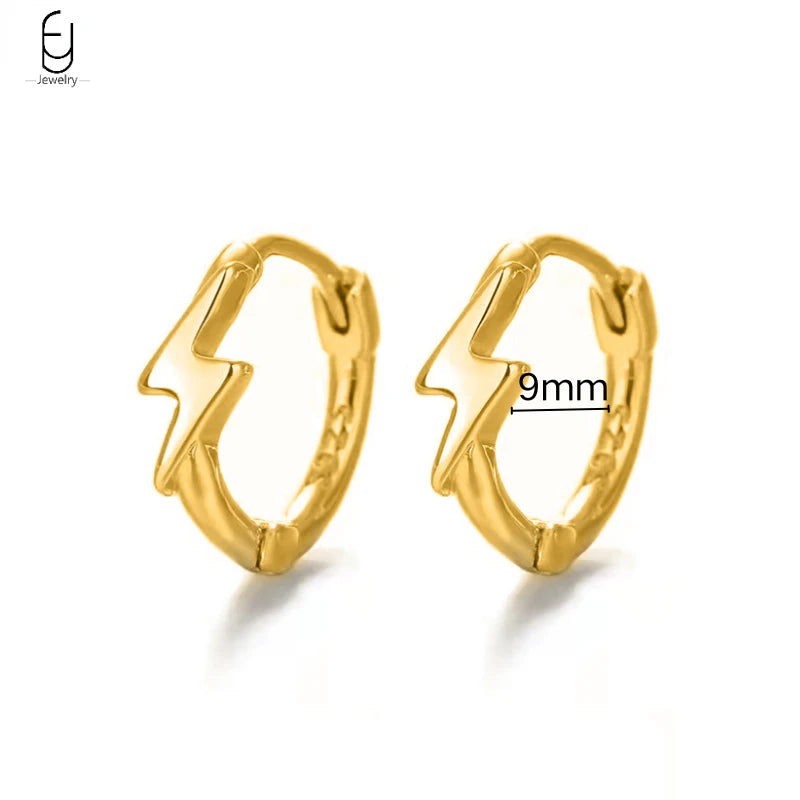 925 Sterling Silver Needle Vintage Gold Earrings for women Fashion Lightning Pendant Hoop Earrings Wedding High Luxury Jewelry