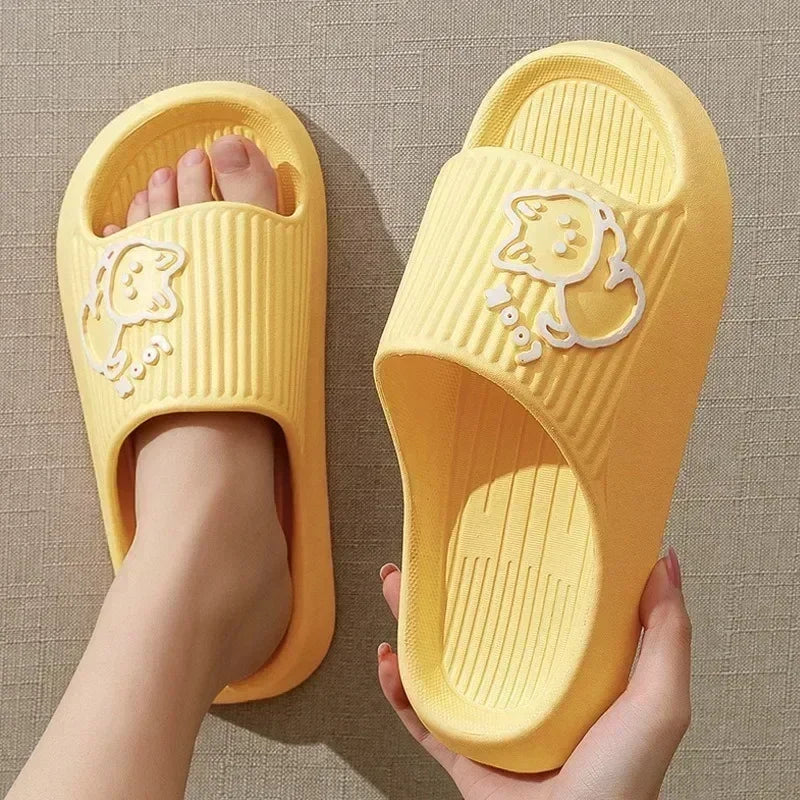 Women Soft Sole House Slippers 2024 Summer Beach Thick Platform Slipper Sandals Women Korean Eva Slippers Couple Home Flip Flop