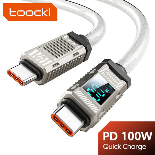 Toocki Type C to Type C Cable 100W Display Mechanical Zinc Alloy Data Cable Fast Charging USB C To USB C Cable ForXiaomi MacbooK