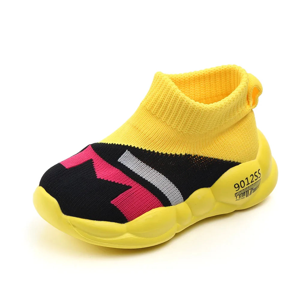 Kid Shoes Sock Shoes Soft Cotton Slip-on Rubber Sole 1-3 Years Kid Outdoor Walking Casual Shoes Unisex for Boys and Girls D2232