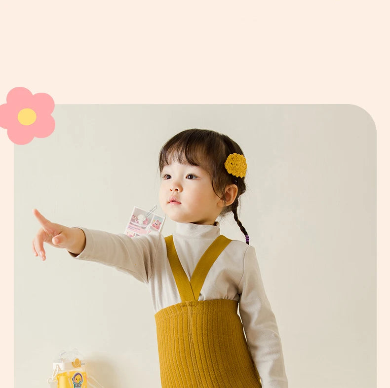 Infant And Foddler Ribbed Tight Pants Suspenders Jackets Knitted Tight Pants Pantyhose  Warm Socks 8 Colors