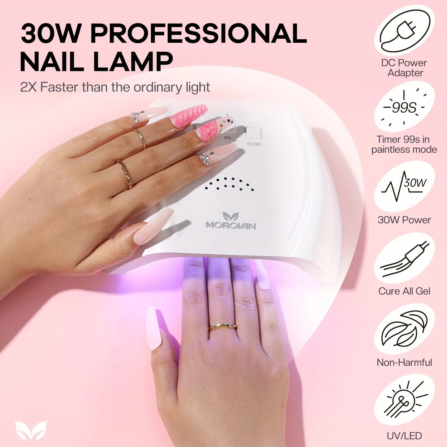 Morovan Acrylic Nail Kit for Beginners:with Everything Professional AcrylicNail Kits Set with Glitter AcrylicPowder UV Lamp for