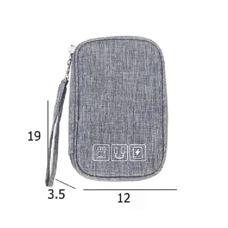 Gray Digital Storage Bag USB Data Cable Organizer Earphone Wire Bag Pen Power Bank Travel Kit Case Pouch Electronics Accessories