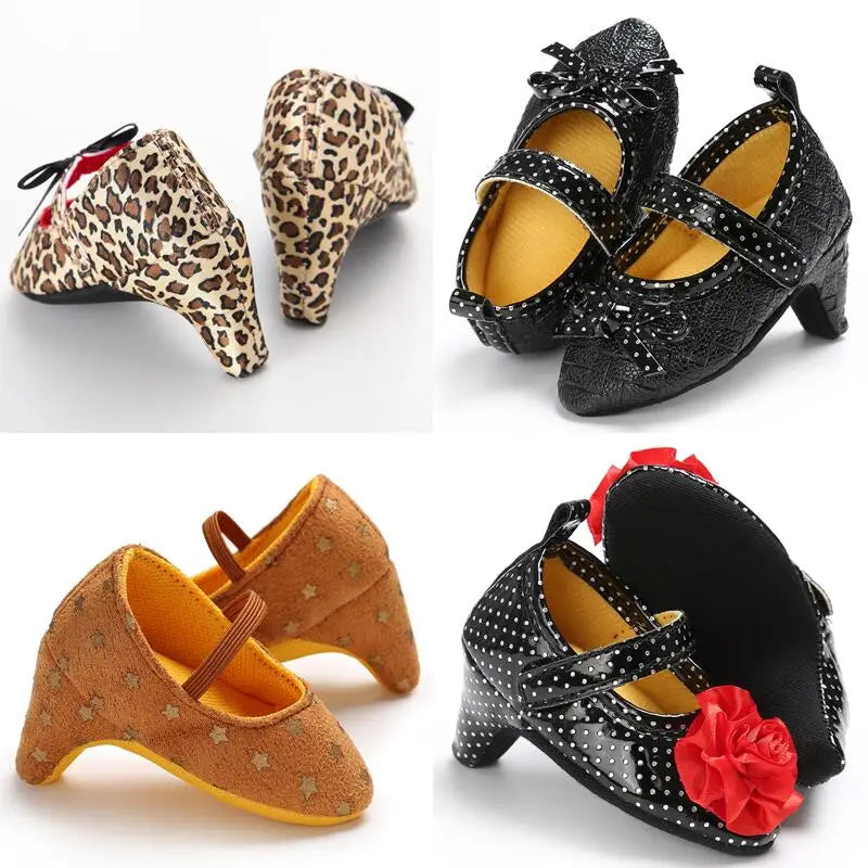 Classic Fashion Newborn Baby Shoes Non-Slip Cloth Shoes Girls High Heels Elegant Casual Princess Shoes