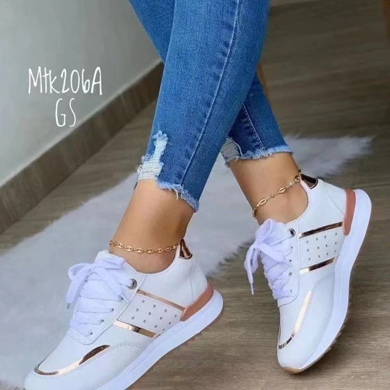 Sneakers Platform Women's Shoes 2024 Trend Leather Patchwork Ladies Casual Sport Shoes Gyms Outdoor Running Vulcanized Shoes Hot