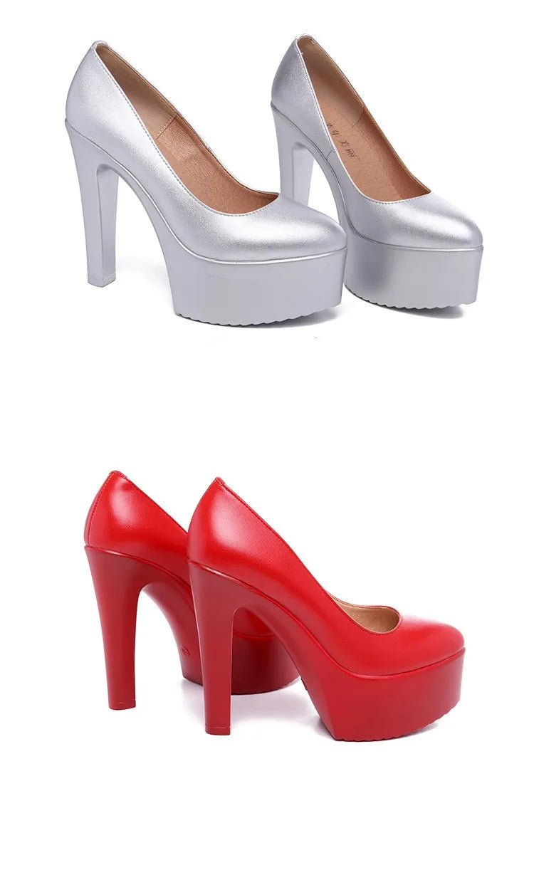 Plus Size 32 43 Platform Catwalk Shoes Women Wedding Shoes Bride 2024 Shallow High Heels Platform Pumps Elegant Dress Court Shoe