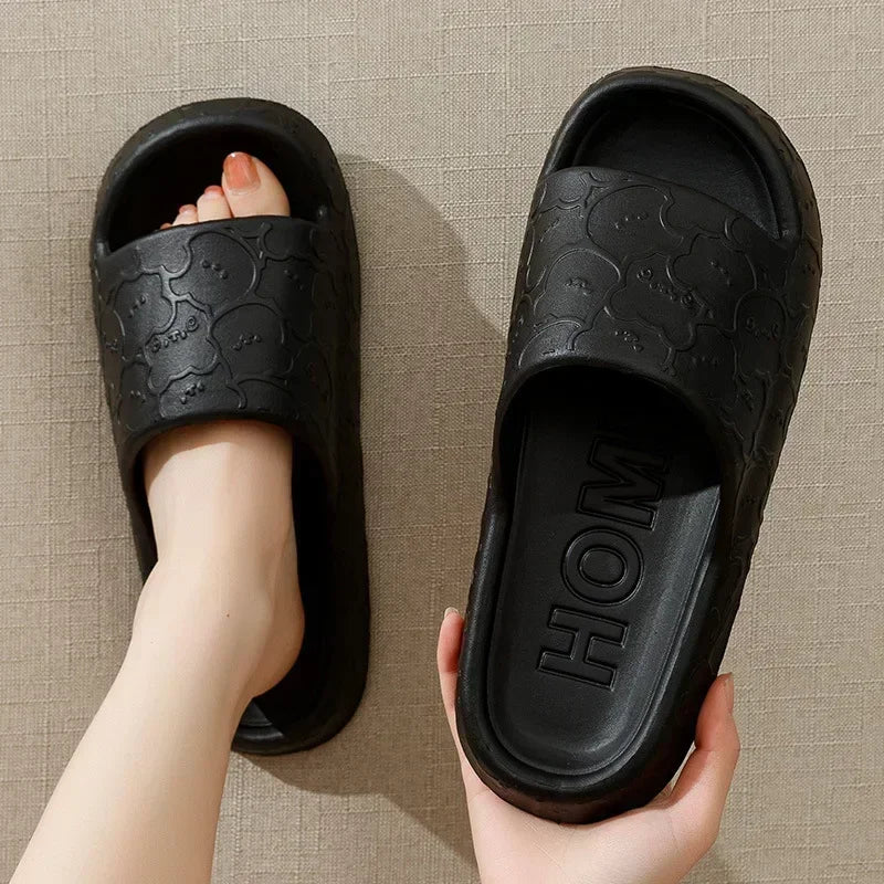 Women Soft Sole House Slippers 2024 Summer Beach Thick Platform Slipper Sandals Women Korean Eva Slippers Couple Home Flip Flop