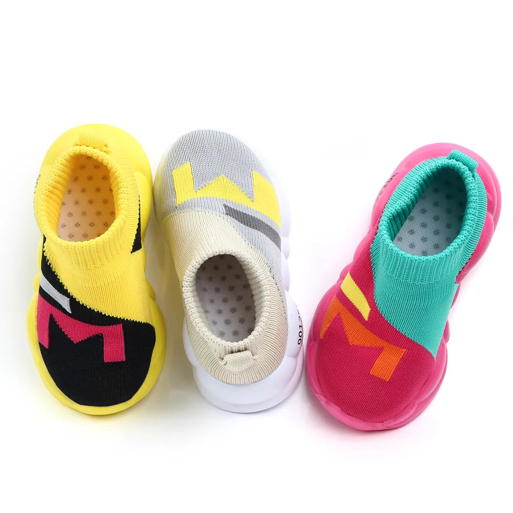 Kid Shoes Sock Shoes Soft Cotton Slip-on Rubber Sole 1-3 Years Kid Outdoor Walking Casual Shoes Unisex for Boys and Girls D2232