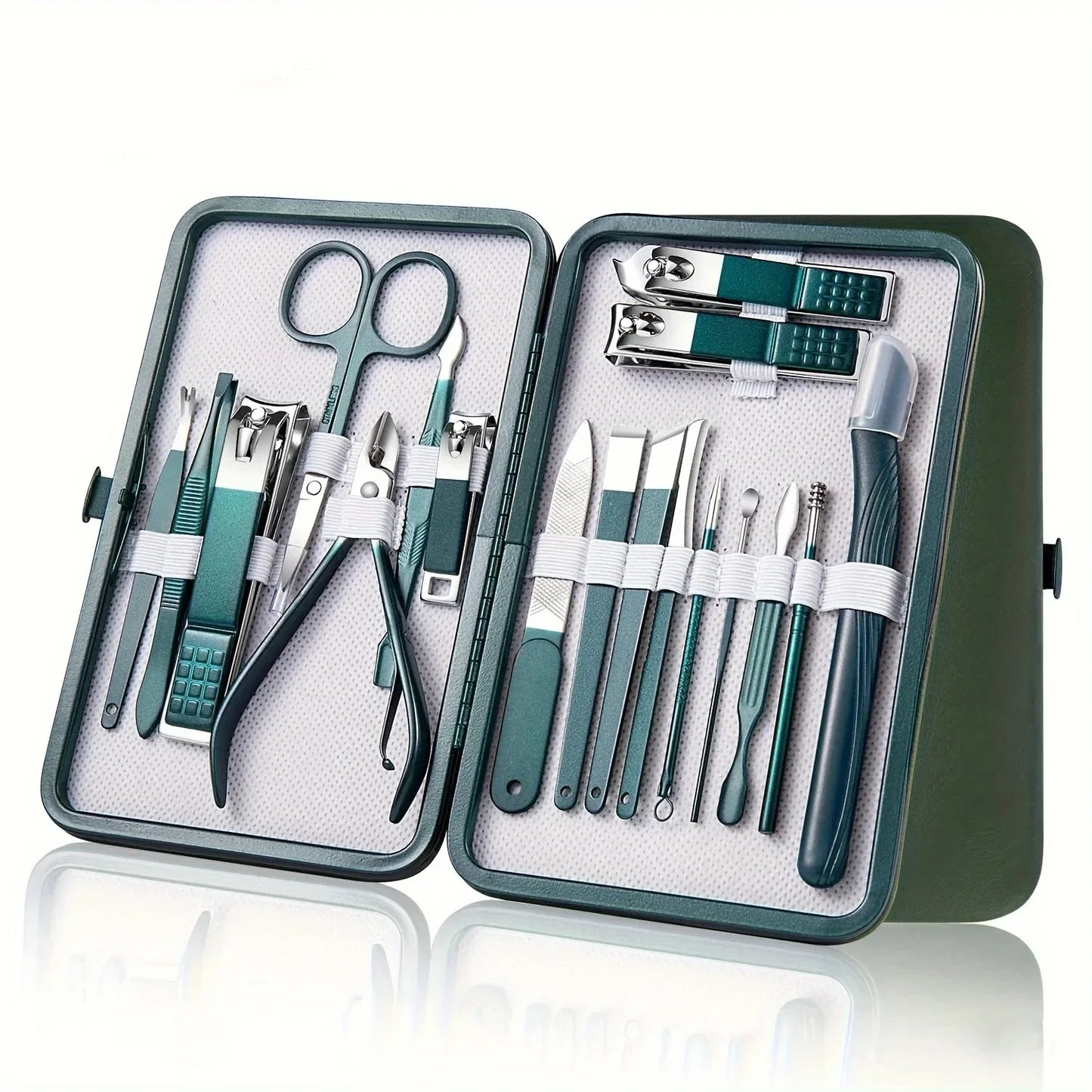 Professional 18 Piece Nail Care Kit Professional Stainless Steel Manicure & Pedicure Set with Travel Case for On-the-Go Grooming