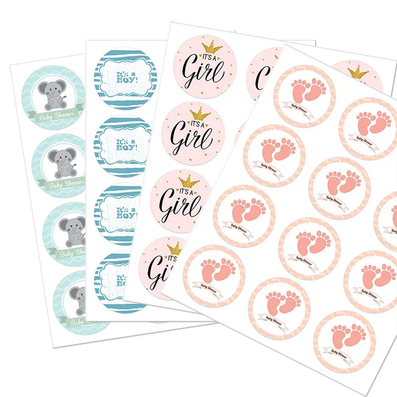 4.5cm Lovely Baby Shower Stickers Gender Reveal Party Gift Labels Sticker DIY Crafts Kids Gift Birthday/Baby Shower Decorations