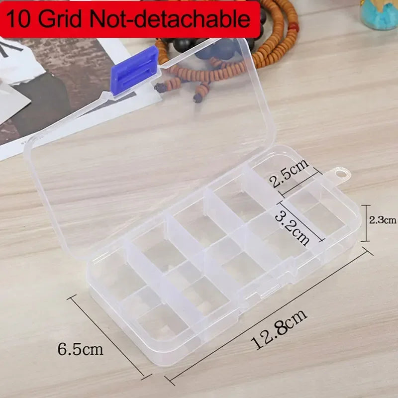 Transparent 10/15/24 Grid Storage Box Organizer Case Cajas Organizadora Storing Plastic Box Jewelry Beads Pill Screw Organizador