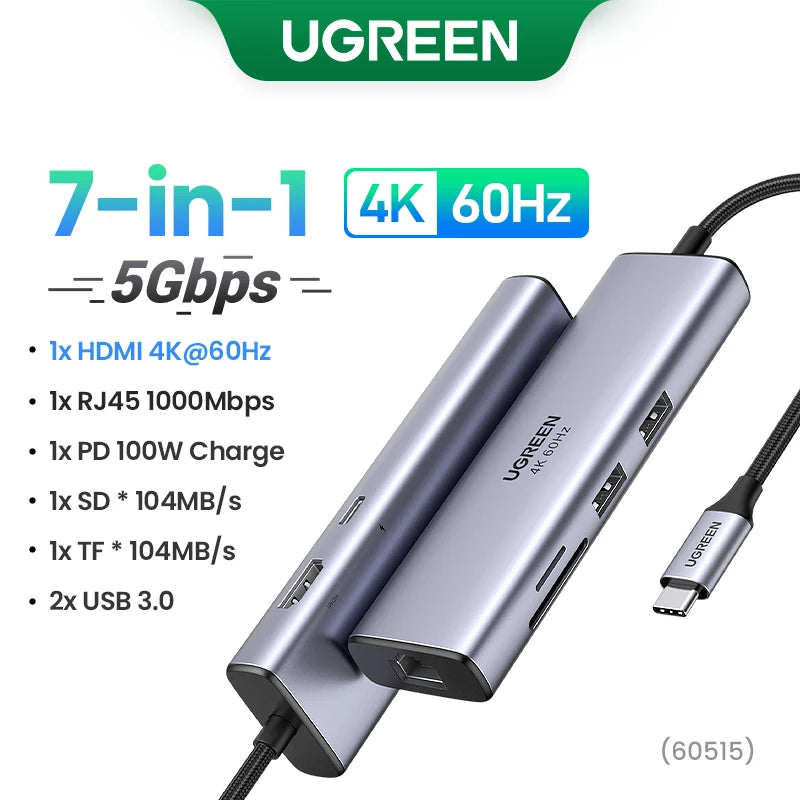 UGREEN USB Ethernet Adapter 1000/100Mbps USB3.0 HUB RJ45 Lan for Laptop PC Xiaomi Mi Box Macbook Windows USB-C HUB Network Card