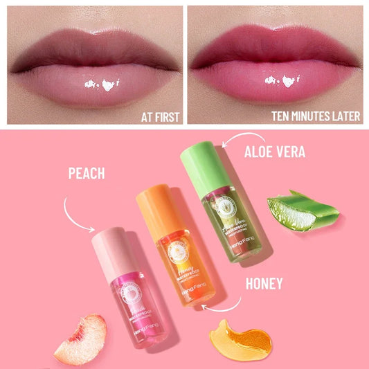 Mini Hydrating Temperature Sensing Lip Balm Moisturizing Color Changing Lip Oil Peach Aloe Vera Brighten Repair Lips Lip Pomade