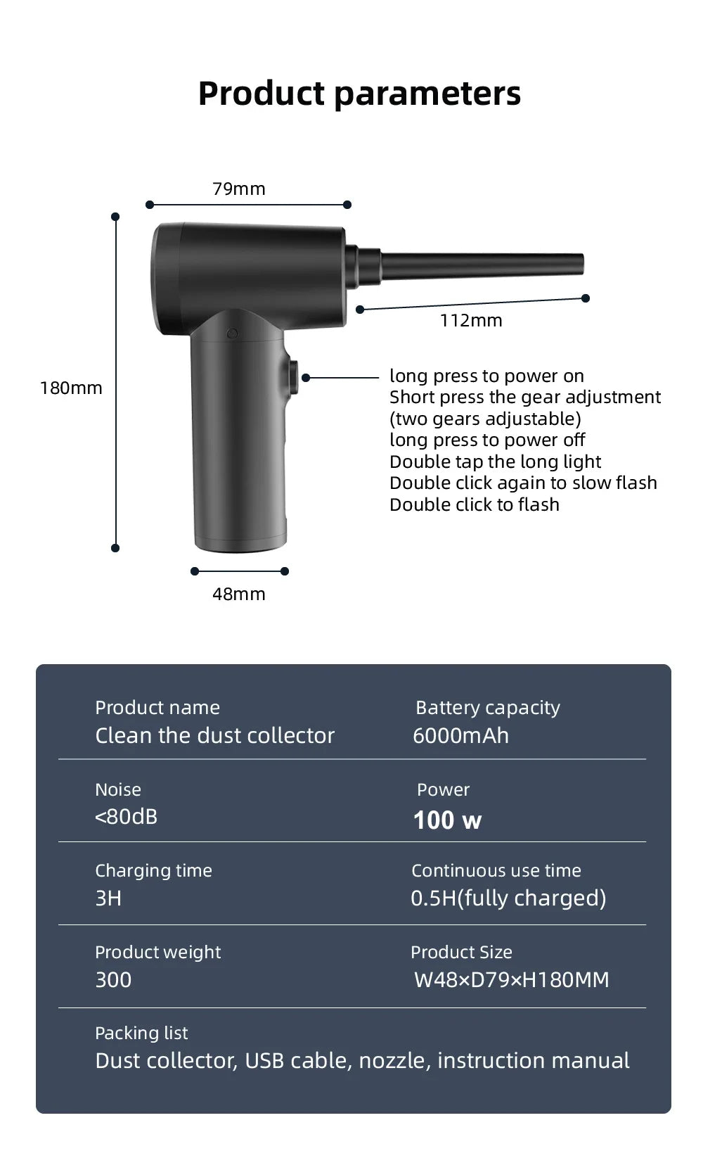 Xiaomi Wireless Air Duster 50000 RPM Dust Blowing Gun USB Compressed Air Blower Cleaning for Computer Laptop Keyboard Camera