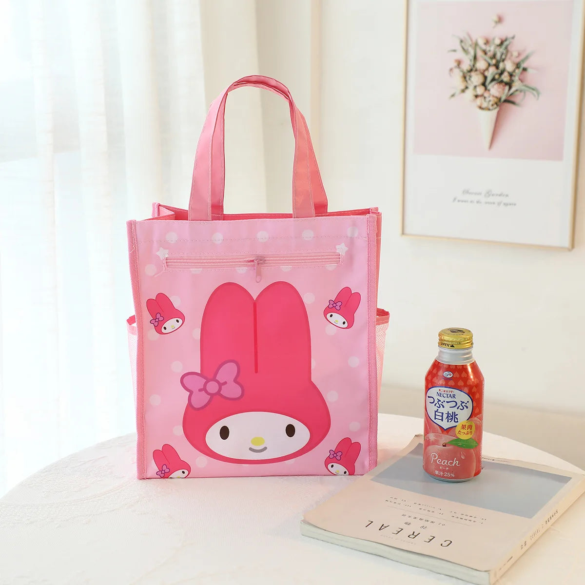 Sanrio Hello Kitty Double Layer HandBags Kawaii Kuromi Cinnamoroll Student A4 File Bags Art Bags Textbook Portable Organizers