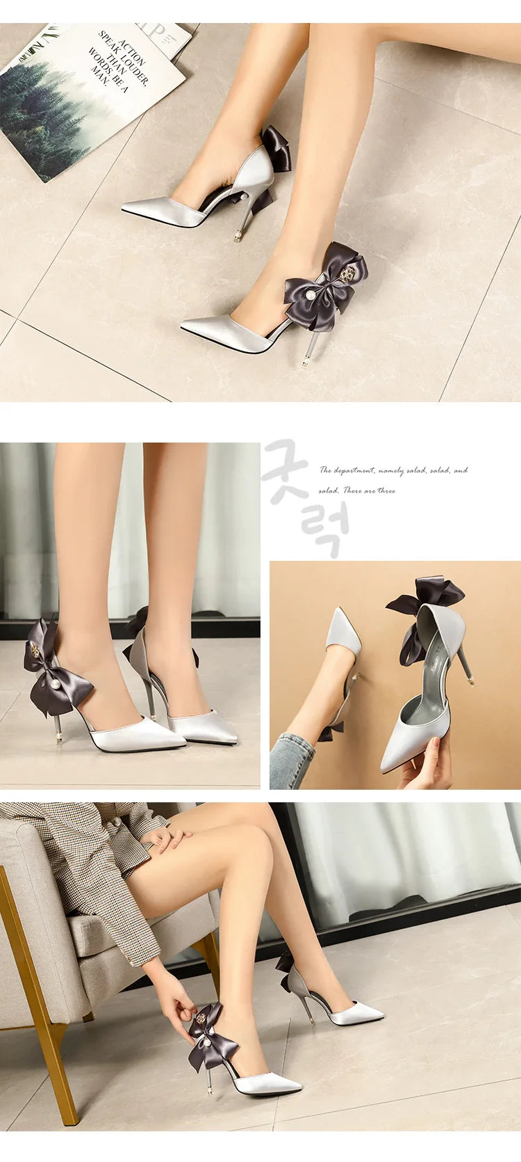 2023 New Bow-knot Women Pumps Designer Shoes High Heels Sandals Women Satin Stiletto Heels Sexy Pearl Wedding Shoes Plus Size 43