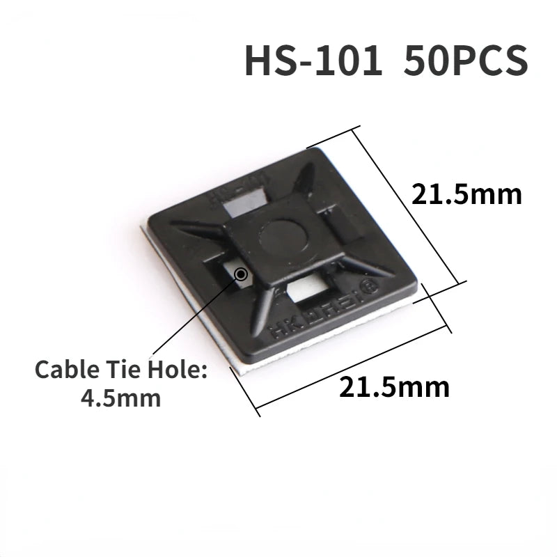 50PCS Self-Adhesive Cable Base Wire Tie Mounting Base Wall Bracket Wiring Accessories Punch-Free plastic Nylon Cable Tie Holder